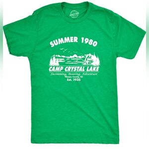 Graphic Men's XL Green Summer 1980 Camp Crystal Lake T-Shirt. New In Plastic